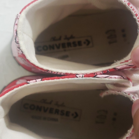 Converse Floral High-Top Sneakers - Red and White And Pink - Picture 6 of 11